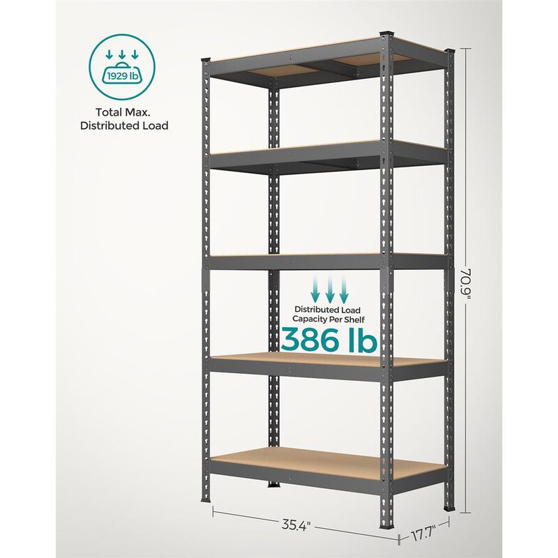 5-Tier Garage Storage Shelf – Heavy-Duty Metal Rack for Efficient Garage Organization