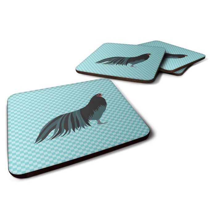 Caroline's Treasures Sumatra Chicken Blue Check Decorative coasters, 3.5, Multicolor