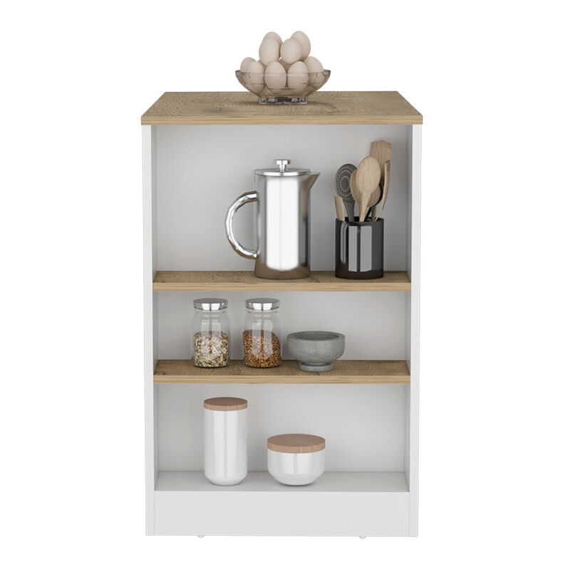 Kitchen Island Doyle, Kitchen, White / Light Oak