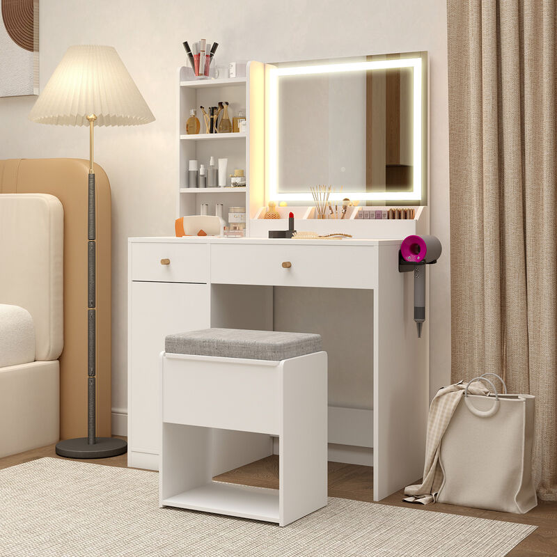 Vanity Dressing Table and Chair Set with Mirror and Lights