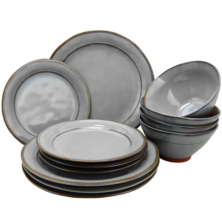 Gibson Elite Terranea 12 Piece Dinnerware Set in Grey Gibson Elite Terranea 12 Piece Dinnerware Set in Grey