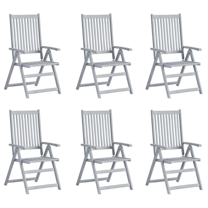 vidaXL Garden Reclining Chairs 6 pcs with Cushions Solid Acacia Wood