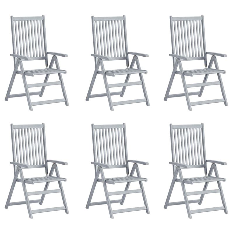 vidaXL Garden Reclining Chairs 6 pcs with Cushions Solid Acacia Wood