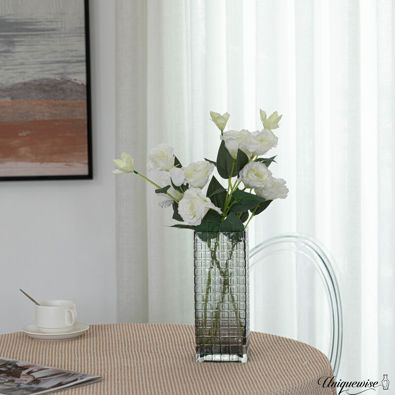 10-Inch Square Frosted Grey Vase