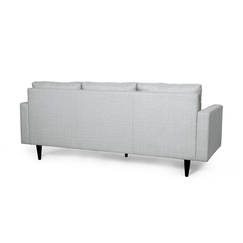 Apex Sofa, 3 Seater, 83 Inch, Modern Button Tufted, Light Gray Fabric - Benzara