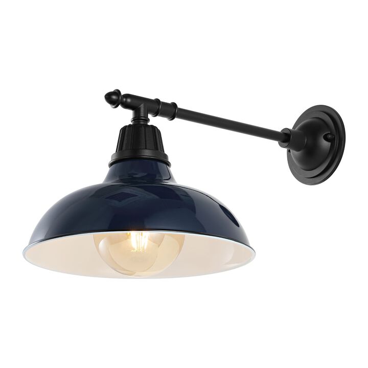 Wallace Farmhouse Industrial Indoor/Outdoor Iron LED Victorian Arm Outdoor Sconce