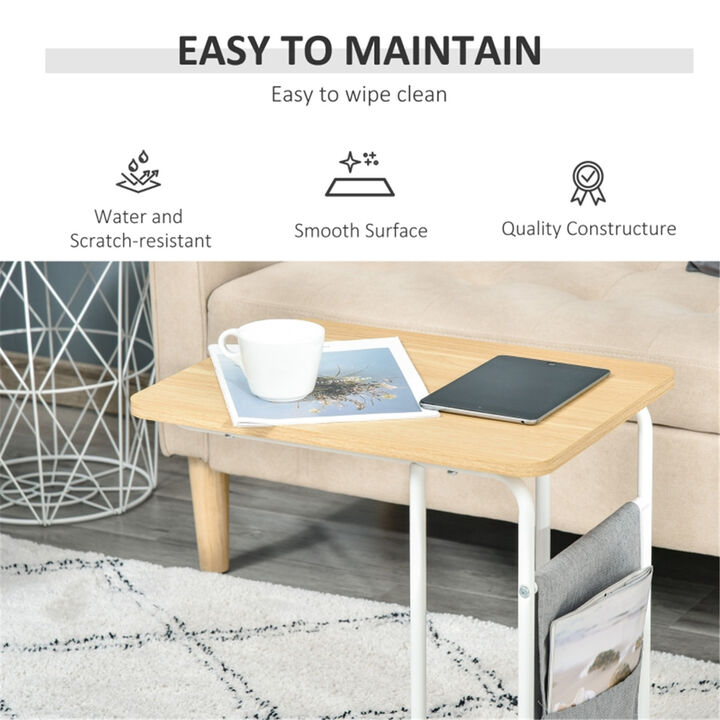 Modern C-Shaped Sofa Table, Laptop Stand & End Table for Living Room