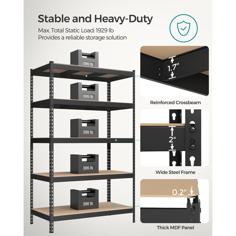 5-Tier Storage Shelves – Adjustable and Durable Rack for Home and Office Organization