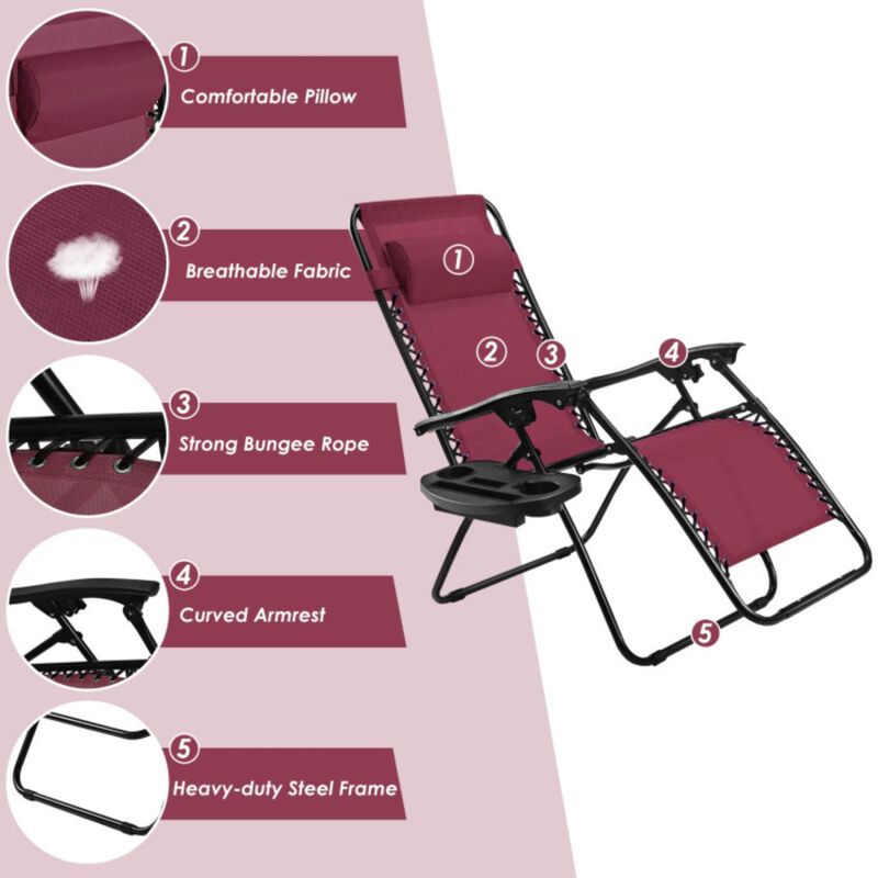 Hivvago Outdoor Folding Zero Gravity Reclining Lounge Chair
