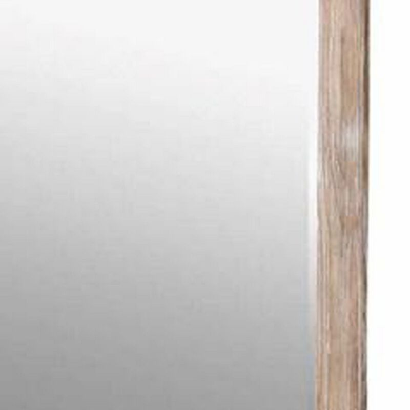 38 Inch Mirror with Rectangular Wooden Frame, Brown-Benzara