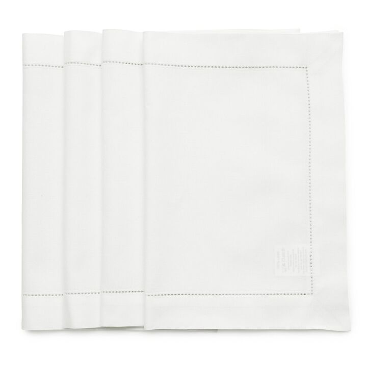 Solino Home Cotton Linen 14 x 19 Inch Placemats Set of 4 | Cotton Linen Hemstitch