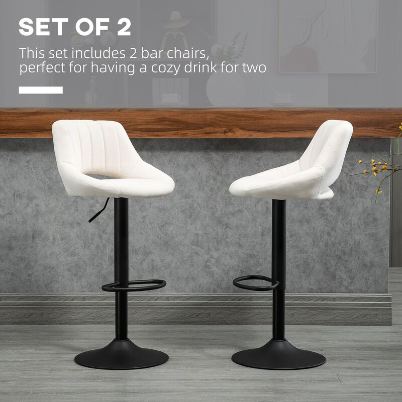 Cream White Bar Set: 4 Modern Swivel Barstools with Adjustable Height