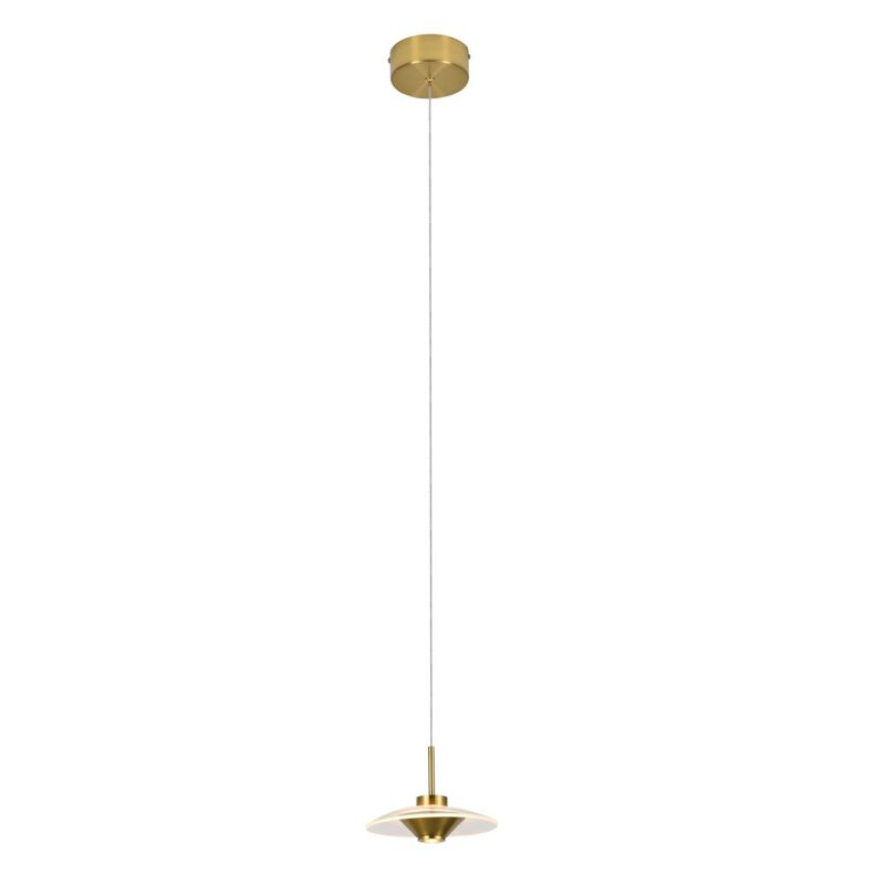 VONN Lighting 1-Light Integrated LED Height Adjustable Pendant Lighting in Antique Brass