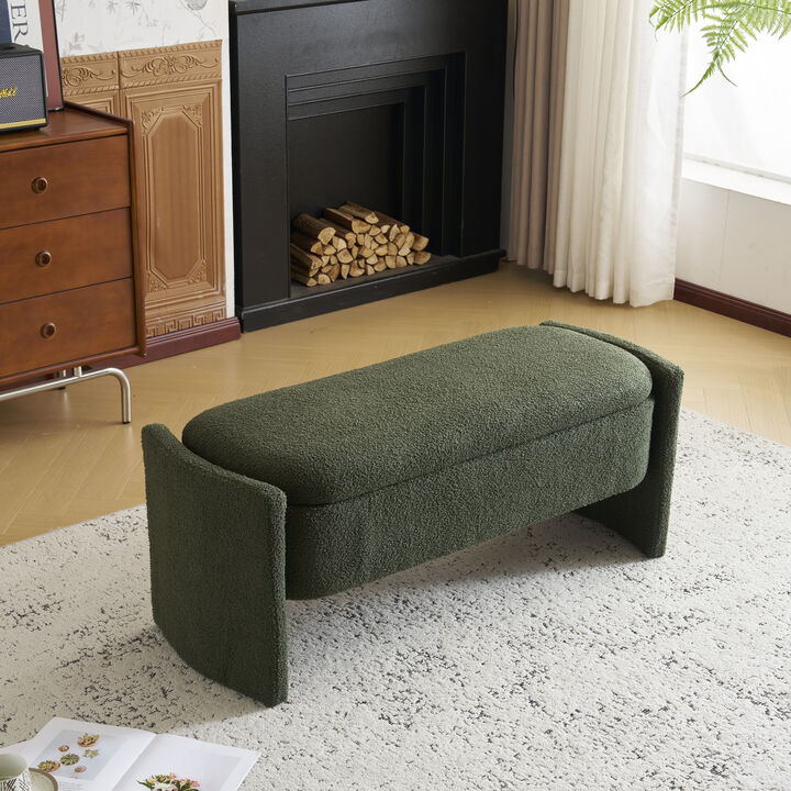 Merax Elegant Boucle Fabric Storage Ottoman Bench
