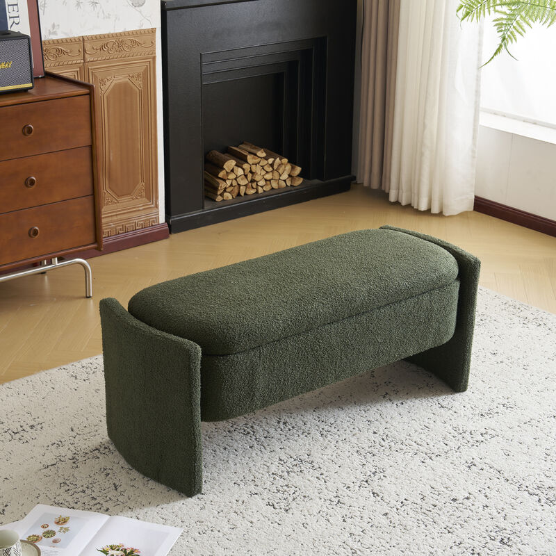 Merax Elegant Boucle Fabric Storage Ottoman Bench