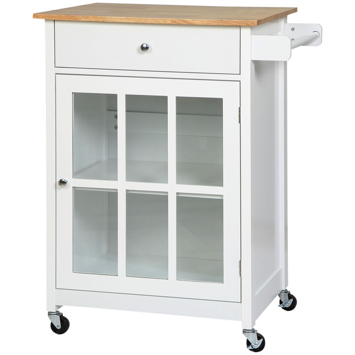 27" Rolling Kitchen Island Cart Storage Cabinet Trolley Towel Rack w/ Drawer