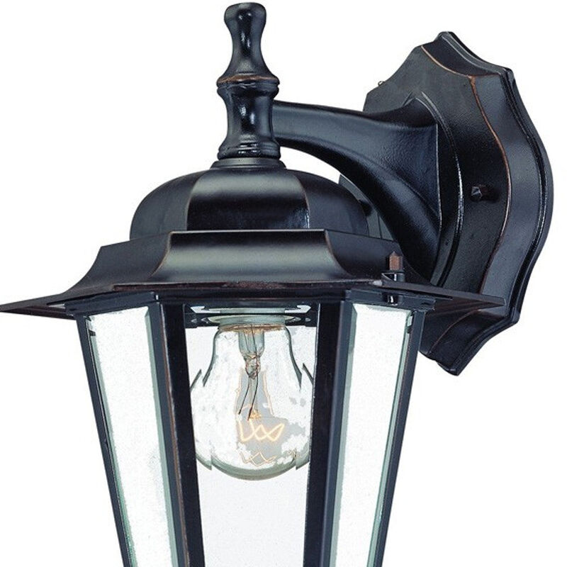 Hivvago Antique Bronze Glass Hanging Lantern Wall Light