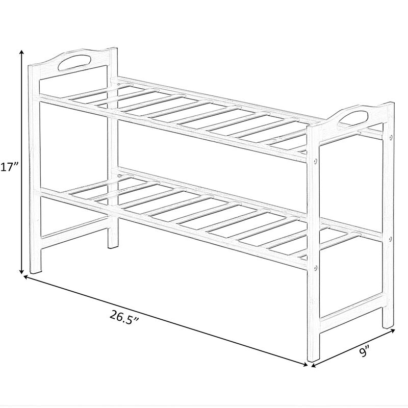 Bamboo Storage Shoe Rack, Free Standing Shoe Organizer Storage Rack, 2 Tier