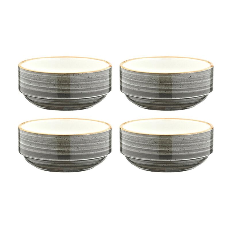 Space dia.4.75" h:2" 12 oz. Round Grey Porcelain Bowl (Set of 4)