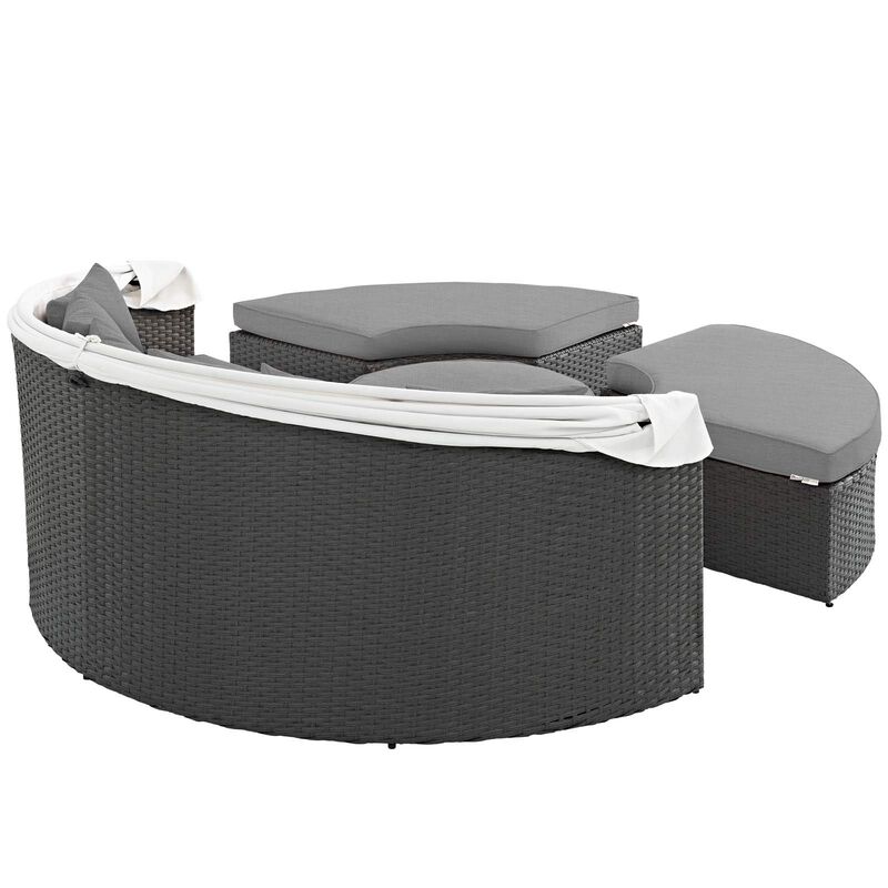 Modway EEI-1986 Sojourn Outdoor Patio Sunbrella Sectional Daybed with Canopy in Canvas Gray