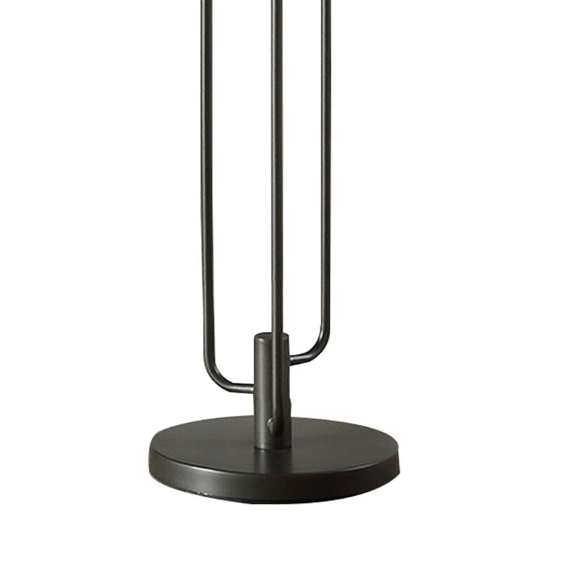 Zen 67 Inch Floor Lamp, 3 Drum Fabric Shades, Round Metal Base, Gray-Benzara