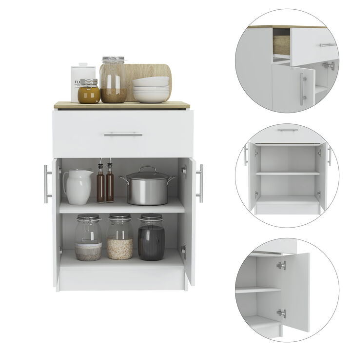 Majorca Multi Storage Pantry Cabinet, One Drawer, Two Interior Shelves - White Light Oak