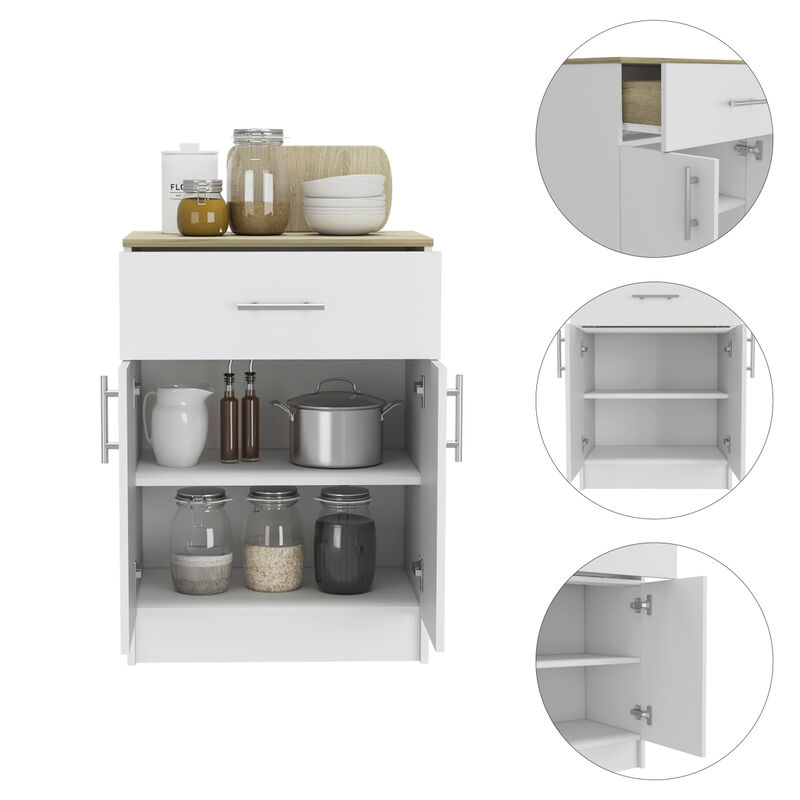 Majorca Multi Storage Pantry Cabinet, One Drawer, Two Interior Shelves - White Light Oak