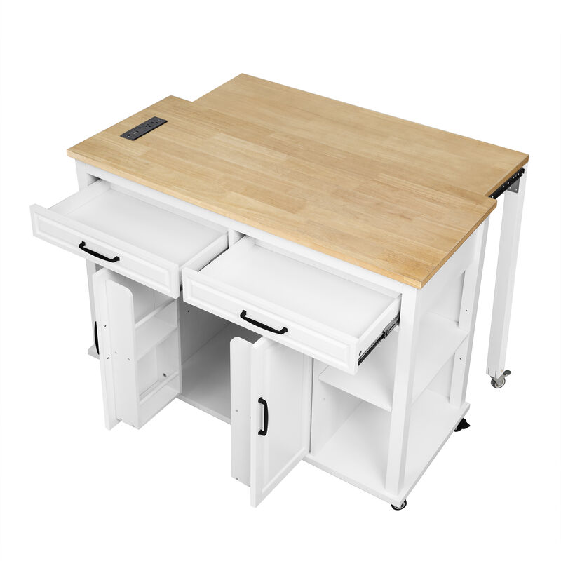 Merax Kitchen Island with Extendable Dining Table
