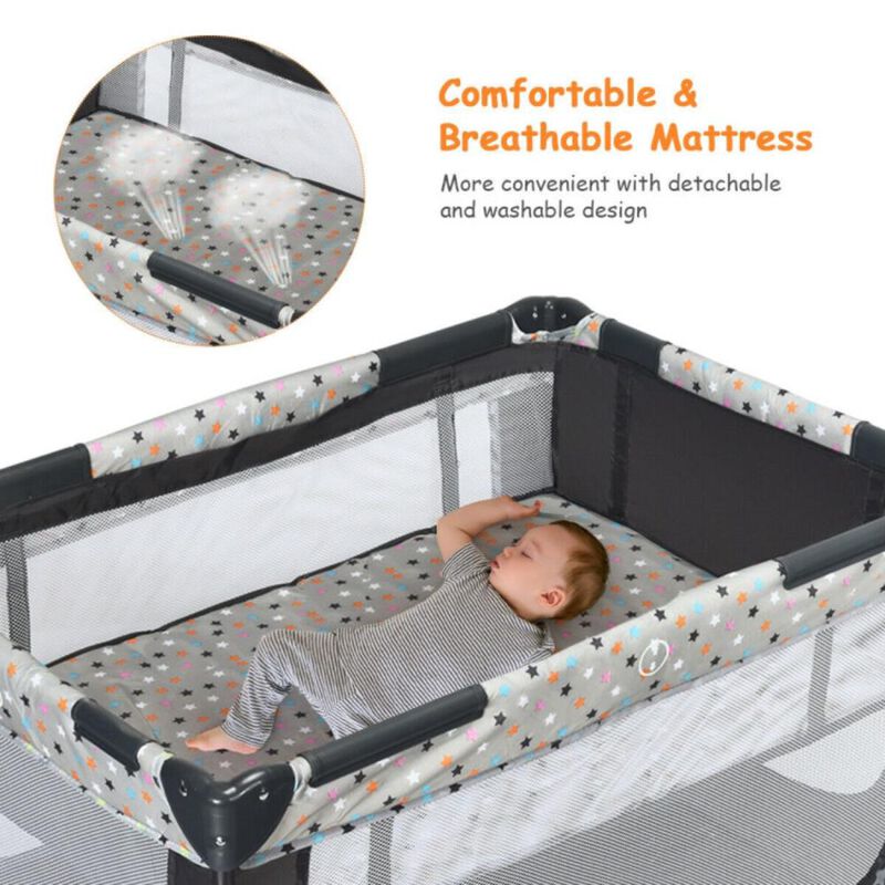 Hivvago Portable Baby Playpen with Mattress Foldable Design