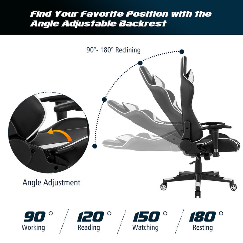 Goplus X-Shaped Gaming Desk & Racing Style Massage Chair Set Home Office Black+Grey