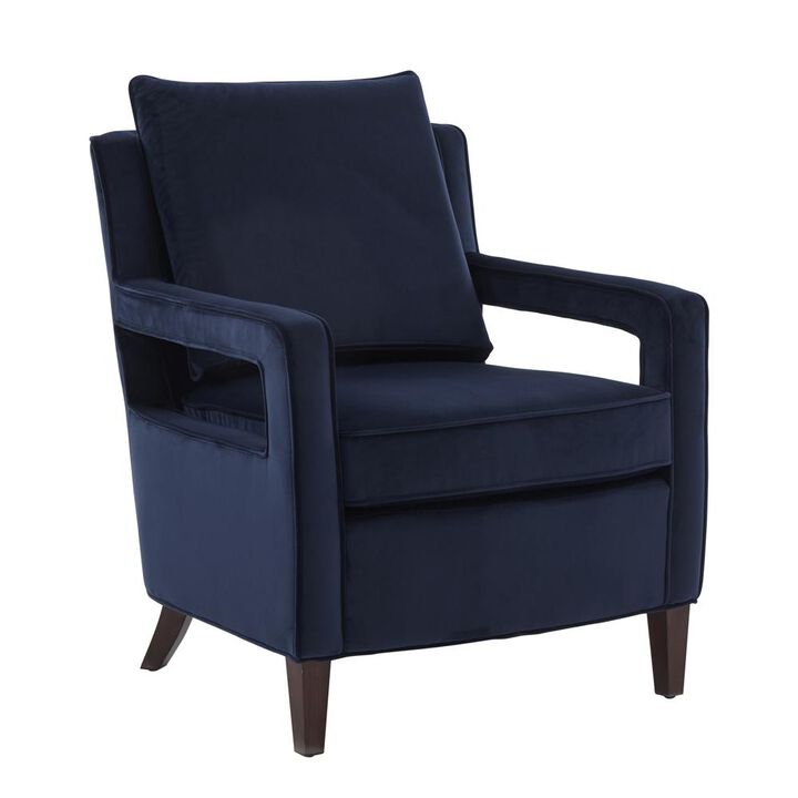 Comfort Pointe Questa Navy Blue Velvet Accent Arm Chair