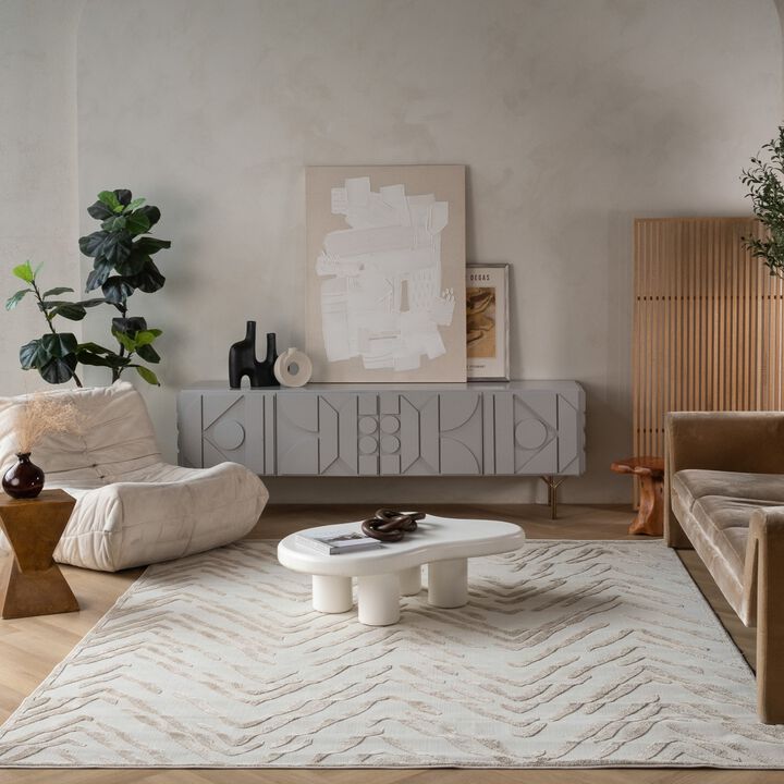 Alfombra Abstract Modern Beige Cream Indoor Outdoor Area Rug
