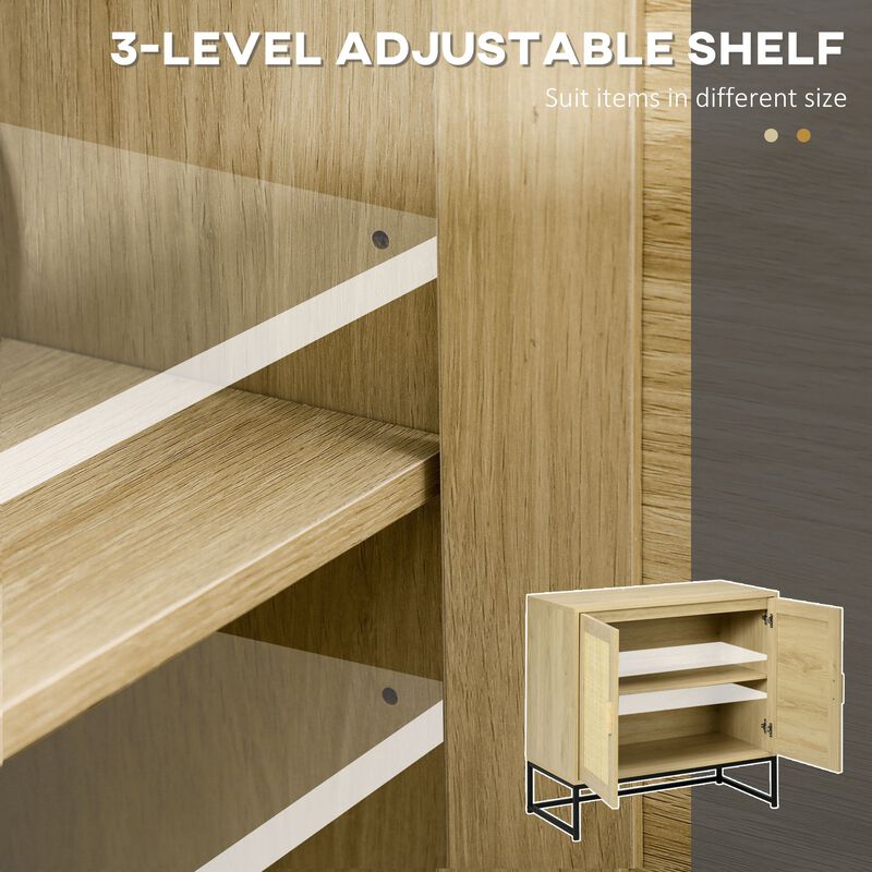 Versatile Storage: Sideboard with Rattan Doors & Metal Base