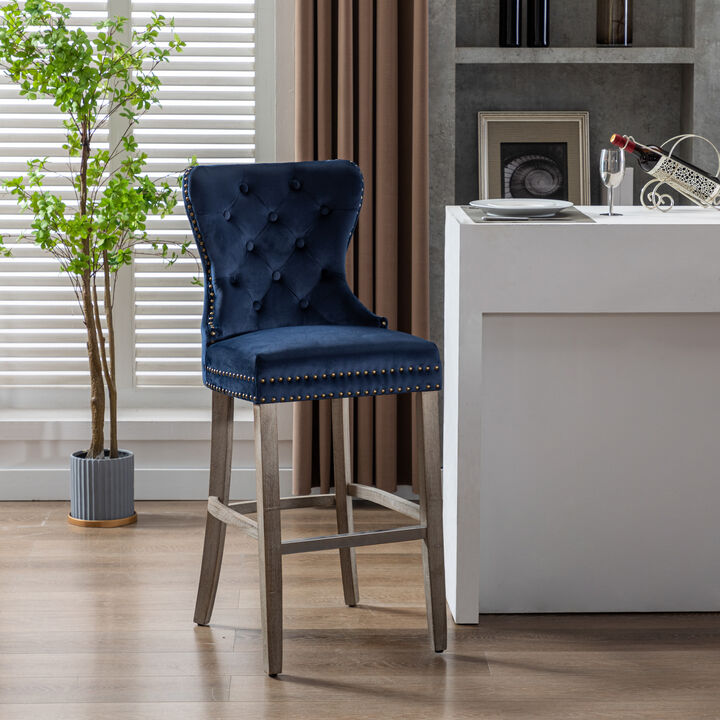 WestinTrends 29" Tufted Velvet Bar Stool