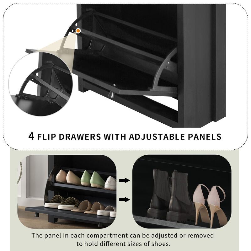 Merax Modern Style Shoe Rack with 4 Flip Drawers