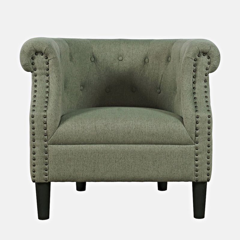 Jofran Contemporary Upholstered Barrel Curved Back Accent Chair