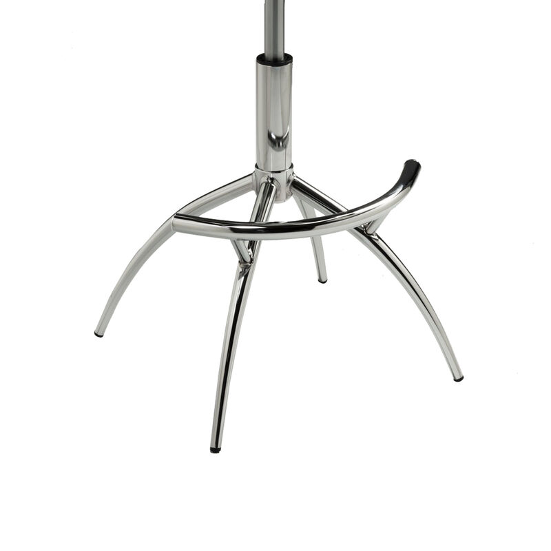 Will 26-31 Inch Adjustable Height Barstool Chair, Set of two, Chrome White Faux Leather - Benzara
