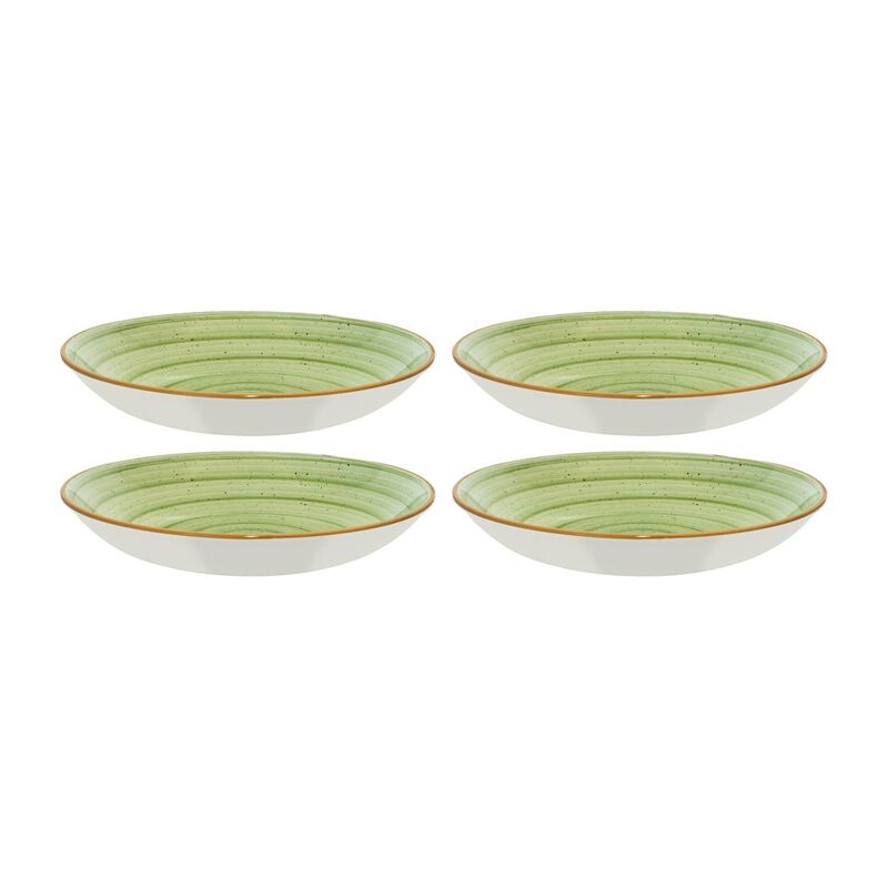 Therapy dia.9" h:2" 34 oz. Round Green Porcelain Bowl (Set of 4)