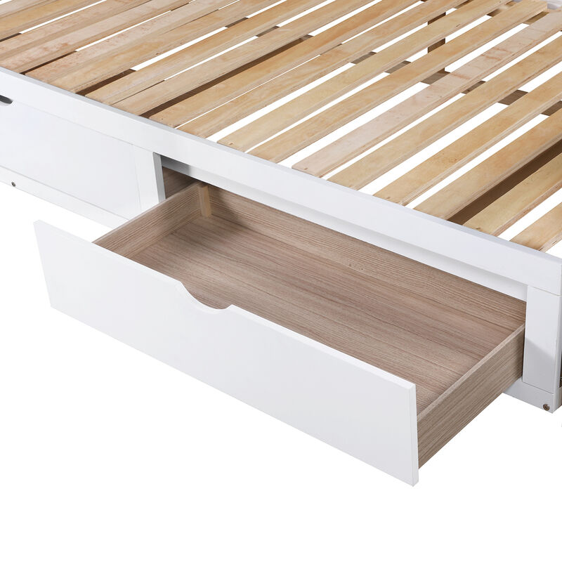 Wooden Daybed with Trundle and 2 Drawers