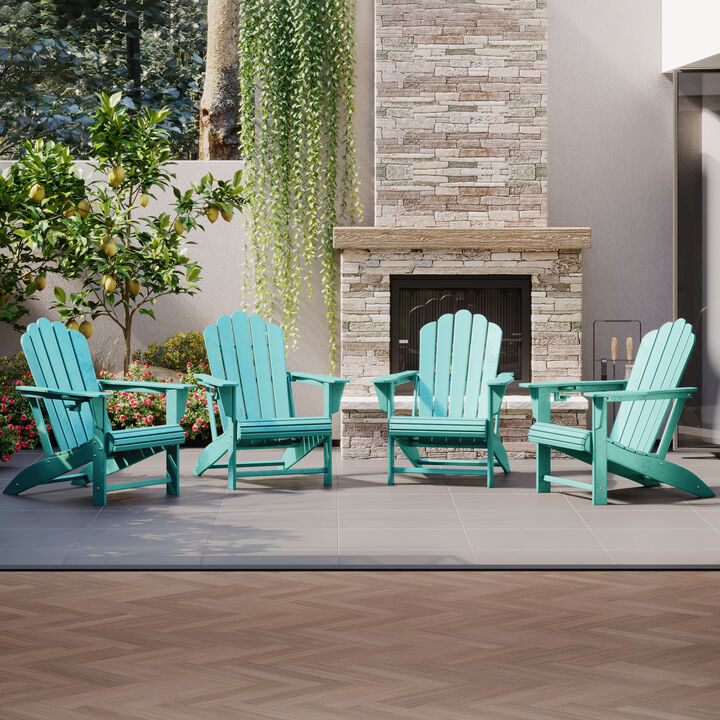 WestinTrends Outdoor Patio HDPE Adirondack Chairs With Cup Holders (Set of 4)
