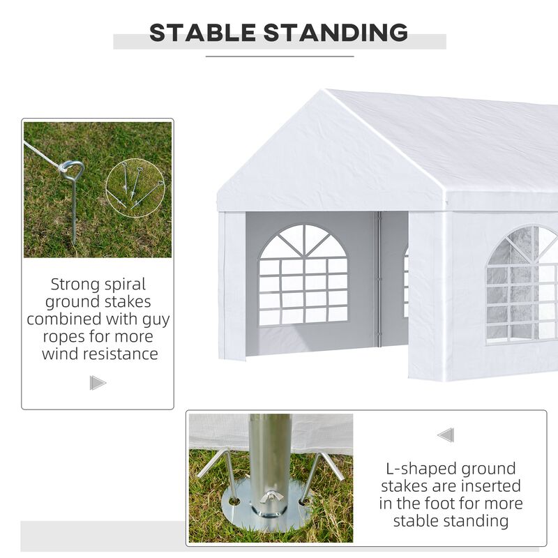 White Event Shelter: 16'x13' Party Tent Carport with Sidewalls & Windows