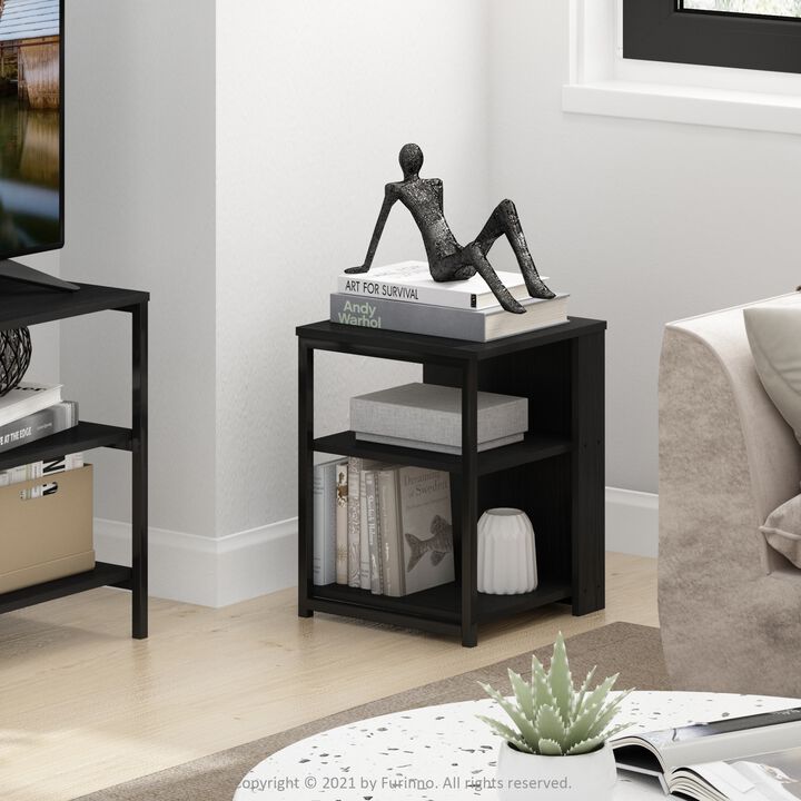 Furinno Camnus Modern Living End Sofa Side Table/Nightstand with Metal Frame Support, Americano/Black