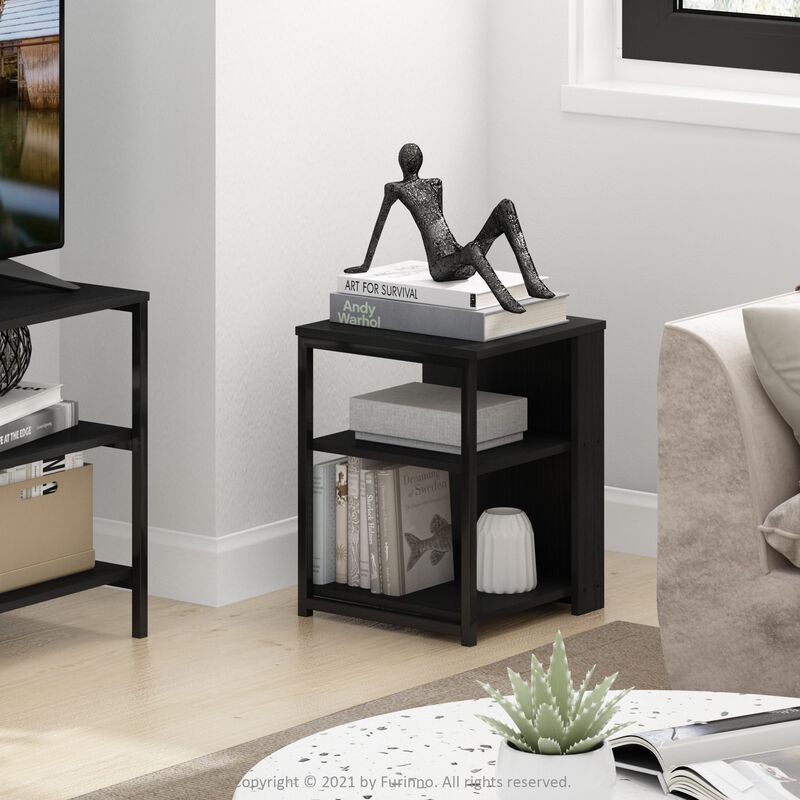 Furinno Camnus Modern Living End Sofa Side Table/Nightstand with Metal Frame Support, Americano/Black
