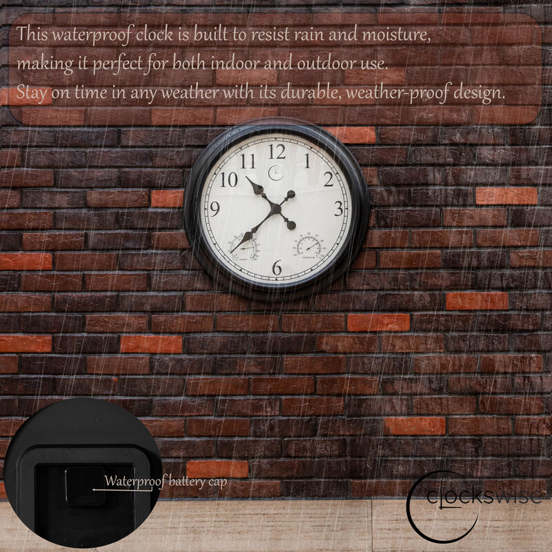 24" Outdoor Wall Clock Thermometer Combo