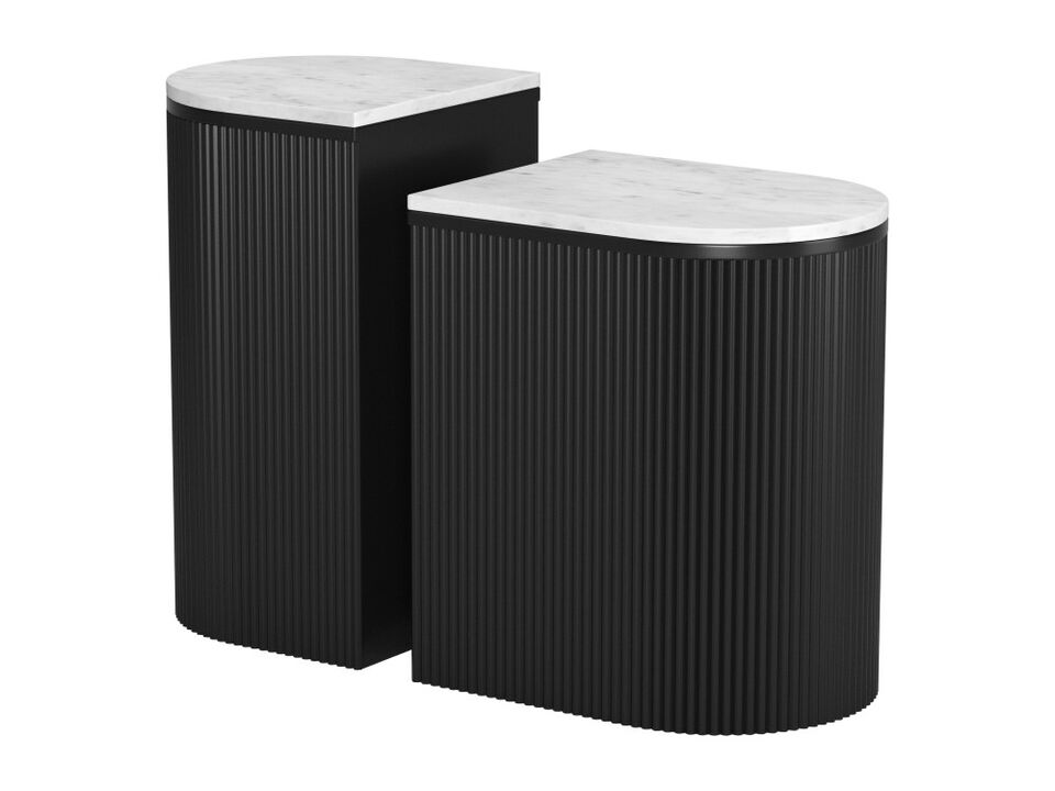 Ormara Side Table Set (2-Piece) White & Black