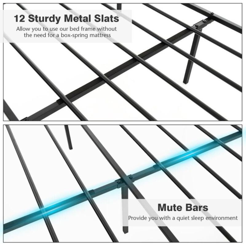 Hivvago Metal Platform Bed Frame with Headboard and Footboard