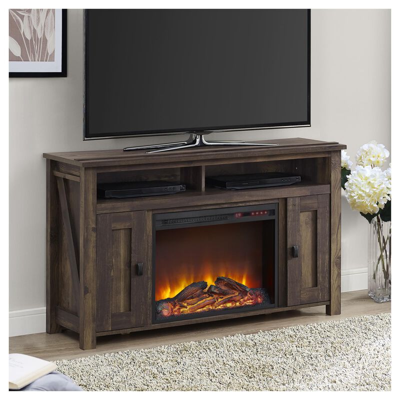 Farmington Electric Fireplace Space Heater TV Console for TVs up to 50", Rustic