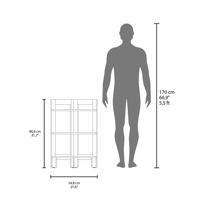 Akutan Side Table 31.70" H, with 3 Shelves, 3 Legs, White