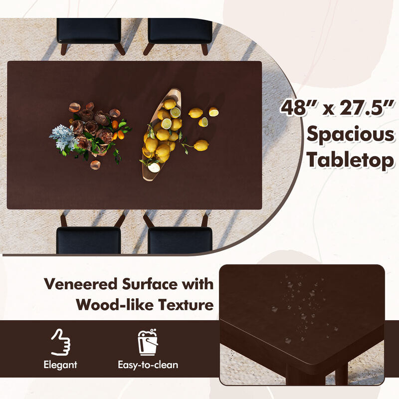 5 Piece Dining Table Set for 4 with 4 Upholstered Stools and Rubber Wood Legs