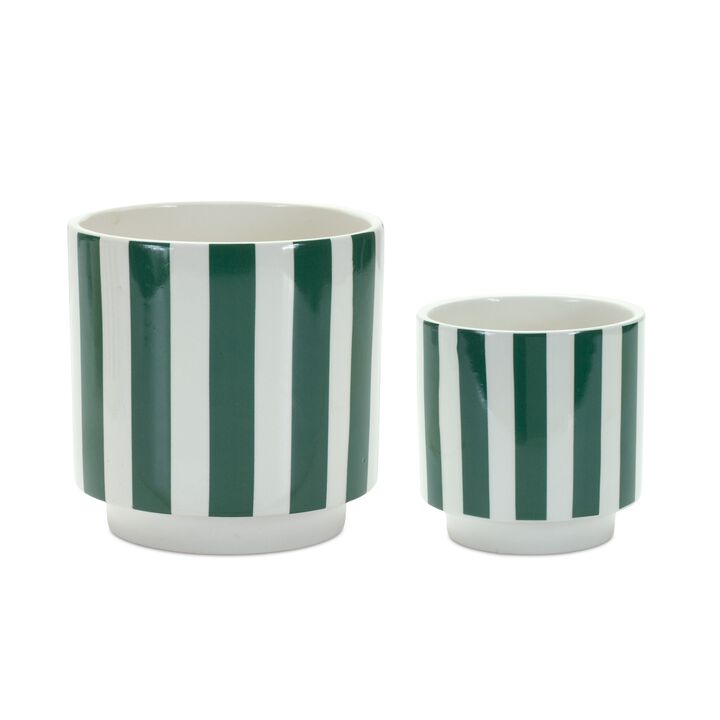 Striped Planter for Modern Plant Display and Home Décor (Set of 2)